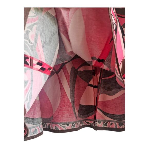 Elie Tahari Skirt Pink Brown Print Drop Waist A-Line Hem Border Women Sz 14 Geo - Picture 8 of 13